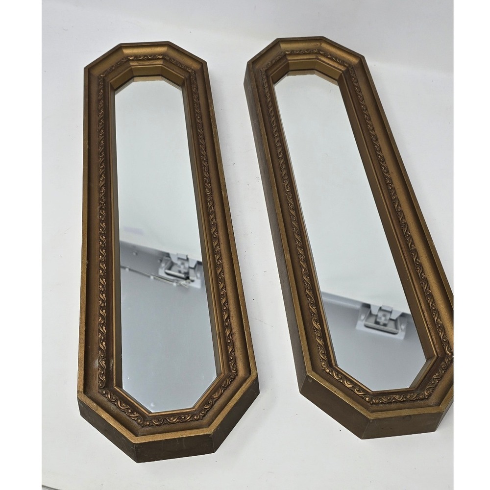 Vtg 1978 Homco home interiors octagon gold accent mirrors Hollywood Regency
